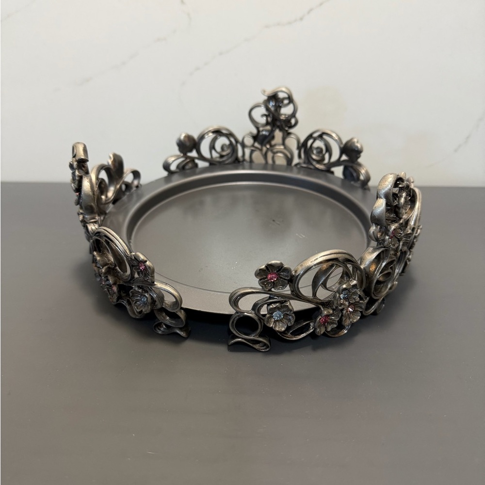 PartyLite Black and Silver Floral Candle Holder